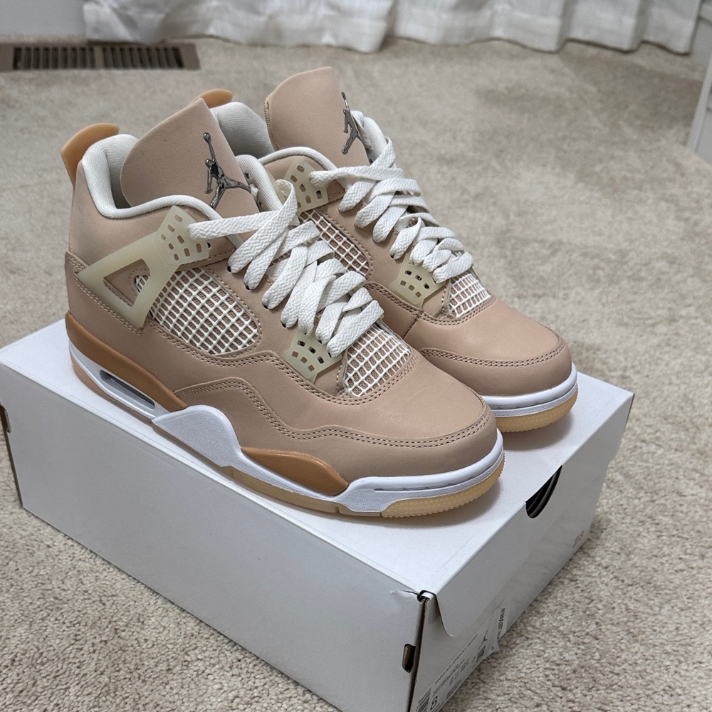 Jordan 4 Retro Low-Profile Sneakers in Beige and White